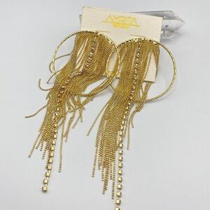 Amrita Singh Gold Chain Fringe Austrian Crystal Statement Earrings